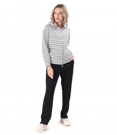 Hanorac din jerse elastic imprimat cu dungi