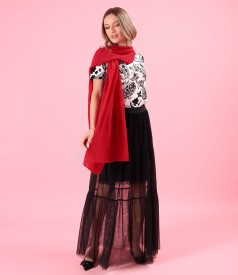 Bluza din jerse elastic imprimat digital cu motive florale