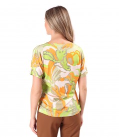 Bluza din jerse elastic incretit la umeri