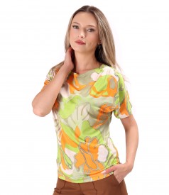 Bluza din jerse elastic incretit la umeri