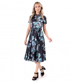 Rochie eleganta tip camasa din bumbac cu matase naturala