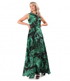 Rochie lunga din matase naturala imprimata cu motive paisley