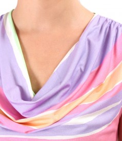 Bluza din jerse elastic imprimat digital cu dungi