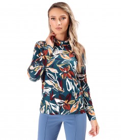 Bluza eleganta din jerse elastic imprimat cu motive florale