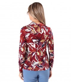 Bluza eleganta din jerse elastic imprimat cu motive florale