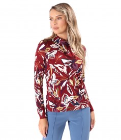 Bluza eleganta din jerse elastic imprimat cu motive florale